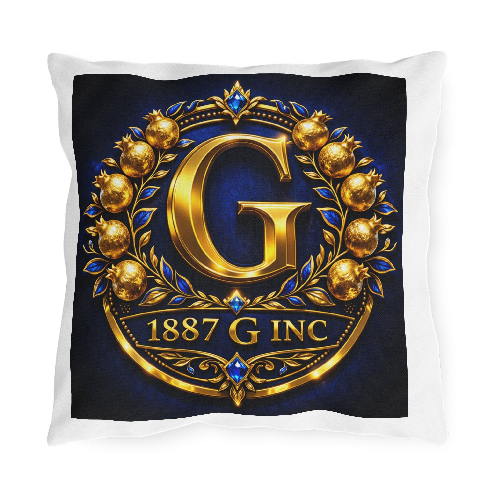 Emblematic Gold 'G' Outdoor Pillow — 1887 G Inc. Crest Decorative Cushion