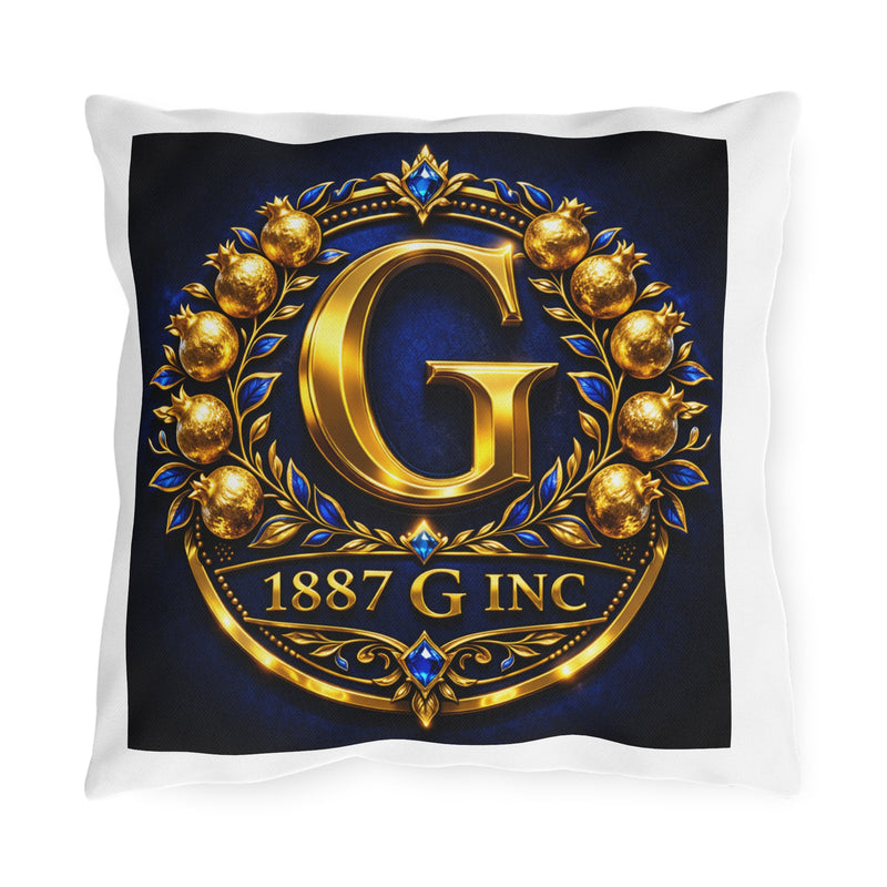 Emblematic Gold 'G' Outdoor Pillow — 1887 G Inc. Crest Decorative Cushion