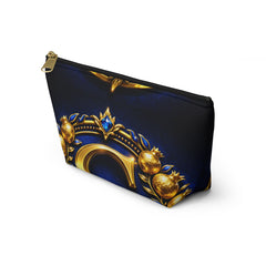 Monogrammed Royal Crest Accessory Pouch — Gold G Initial