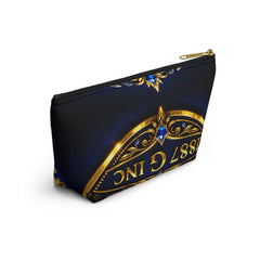 Monogrammed Royal Crest Accessory Pouch — Gold G Initial