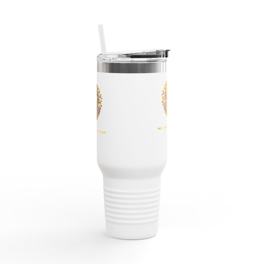 40oz Insulated Travel Mug with Gold Crest Logo — Large Stainless Steel Tumbler