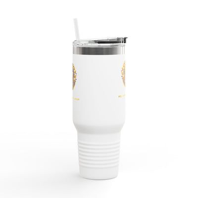40oz Insulated Travel Mug with Gold Crest Logo — Large Stainless Steel Tumbler
