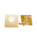 Gold Square Cufflinks with White Enamel Dot – Minimalist Formal Accessories