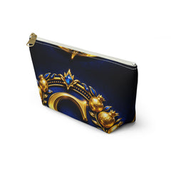 Monogrammed Royal Crest Accessory Pouch — Gold G Initial