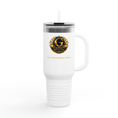 40oz Insulated Travel Mug with Gold Crest Logo — Large Stainless Steel Tumbler