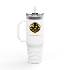 40oz Insulated Travel Mug with Gold Crest Logo — Large Stainless Steel Tumbler