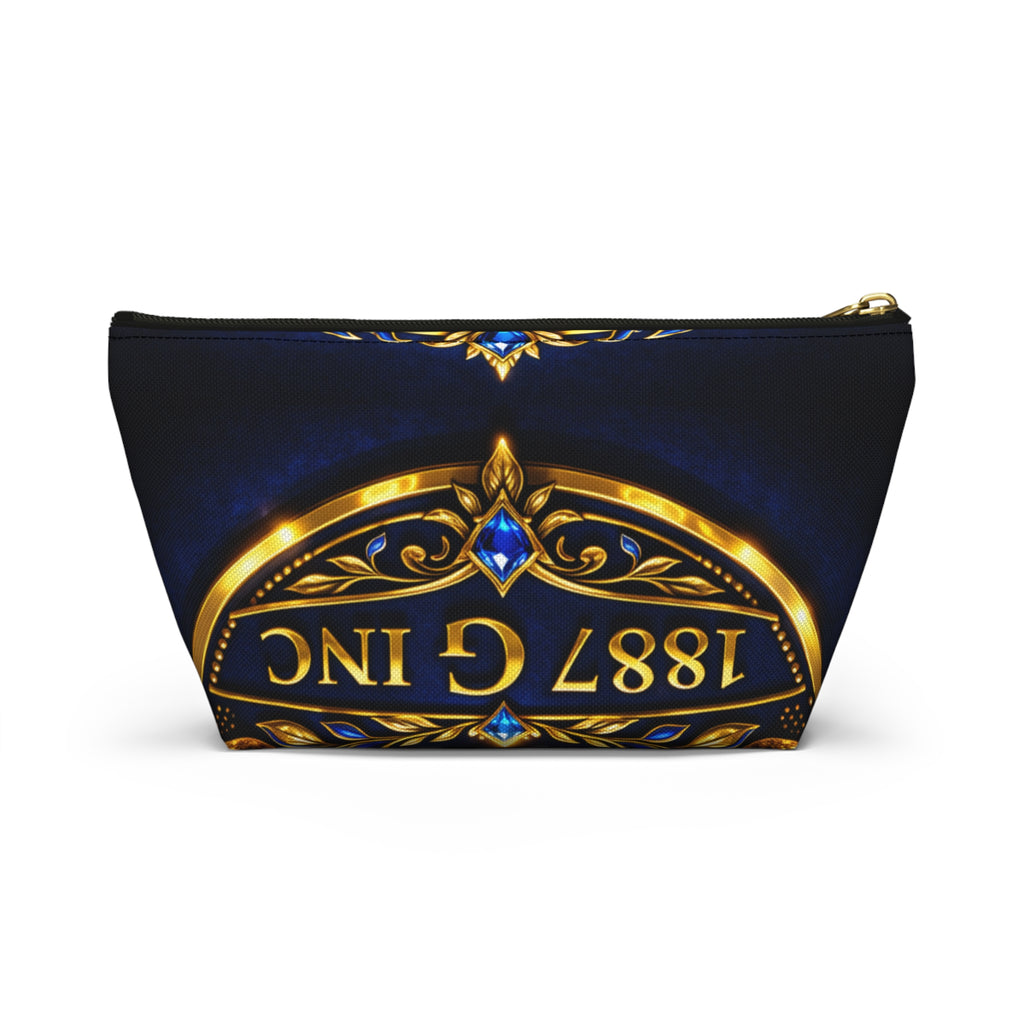 Monogrammed Royal Crest Accessory Pouch — Gold G Initial