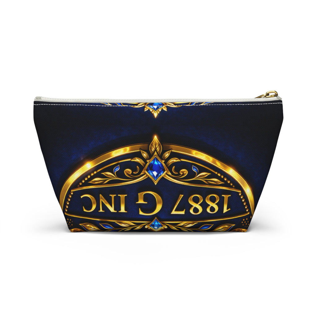 Monogrammed Royal Crest Accessory Pouch — Gold G Initial