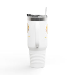 40oz Insulated Travel Mug with Gold Crest Logo — Large Stainless Steel Tumbler