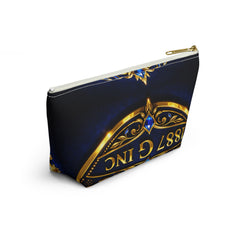 Monogrammed Royal Crest Accessory Pouch — Gold G Initial
