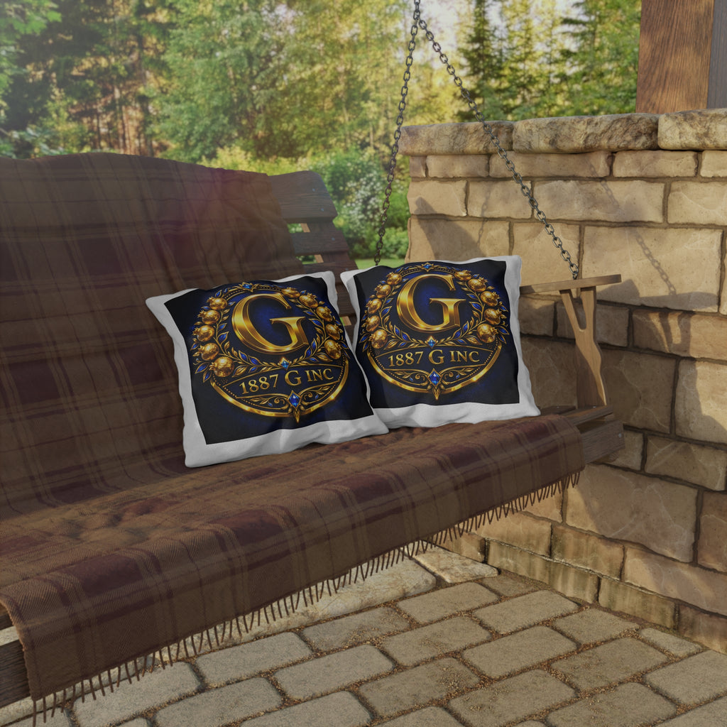 Emblematic Gold 'G' Outdoor Pillow — 1887 G Inc. Crest Decorative Cushion