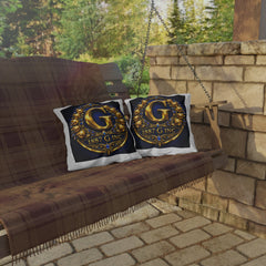 Emblematic Gold 'G' Outdoor Pillow — 1887 G Inc. Crest Decorative Cushion
